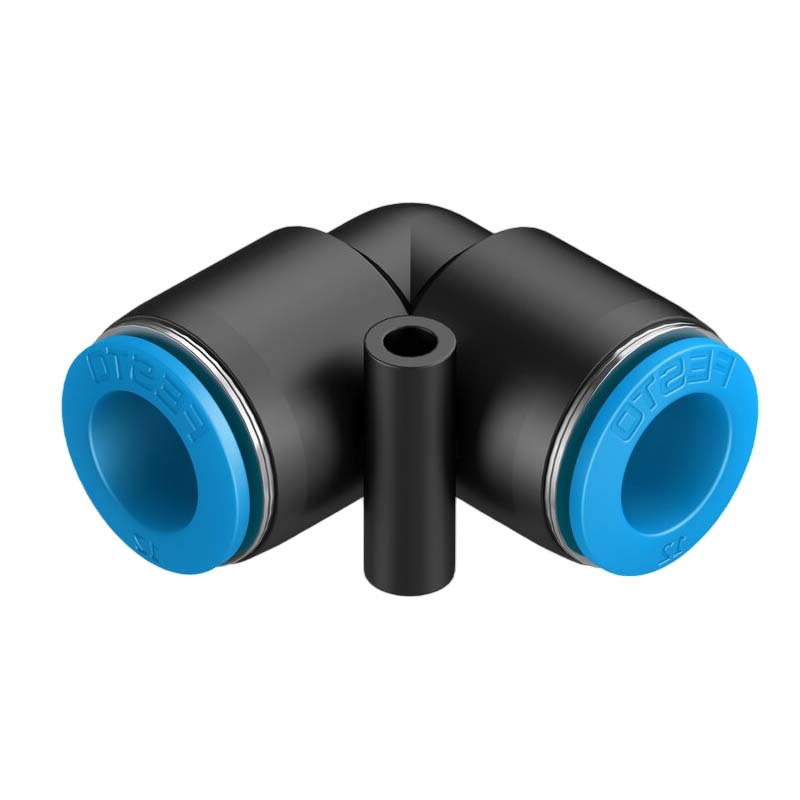 6 mm Pneumatik Schnell Steck Verbinder QS Winkel 90° blau/schwarz QS-4 (153032) - PN 14 bar