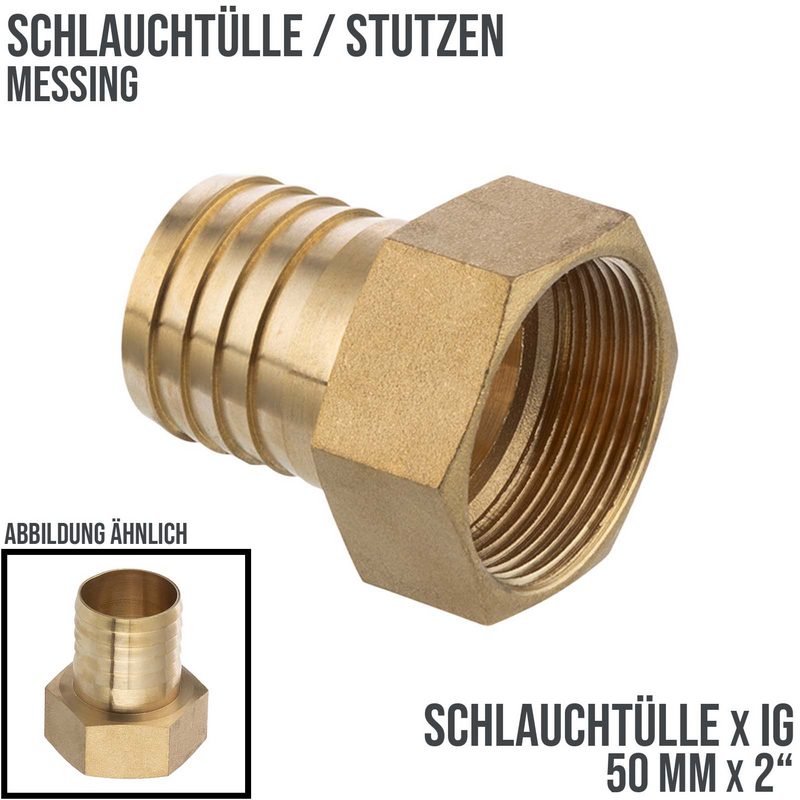 2" x 50 mm Schlauch Tülle Stutzen Innengewinde IG Nippel Messing Fitting - PN 16 bar