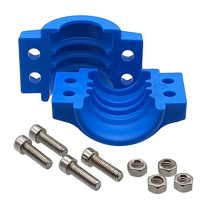 DN 38 Klemmschale Polypropylen PP blau Spannbereich 53 - 56 mm für Schlauch ID x AD 38 x 54 mm - PN 8 bar
