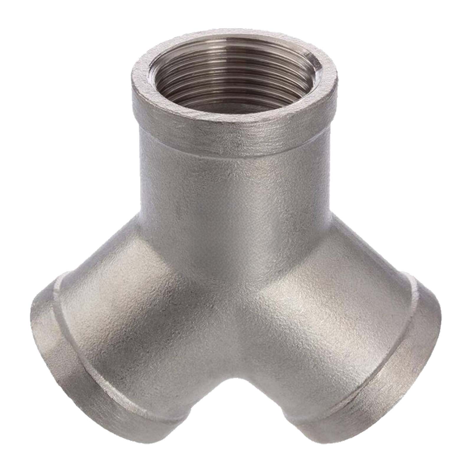 2" Edelstahl Fitting V4A AISI 316 Y-Stück 45° Innengewinde IG - PN 16 bar