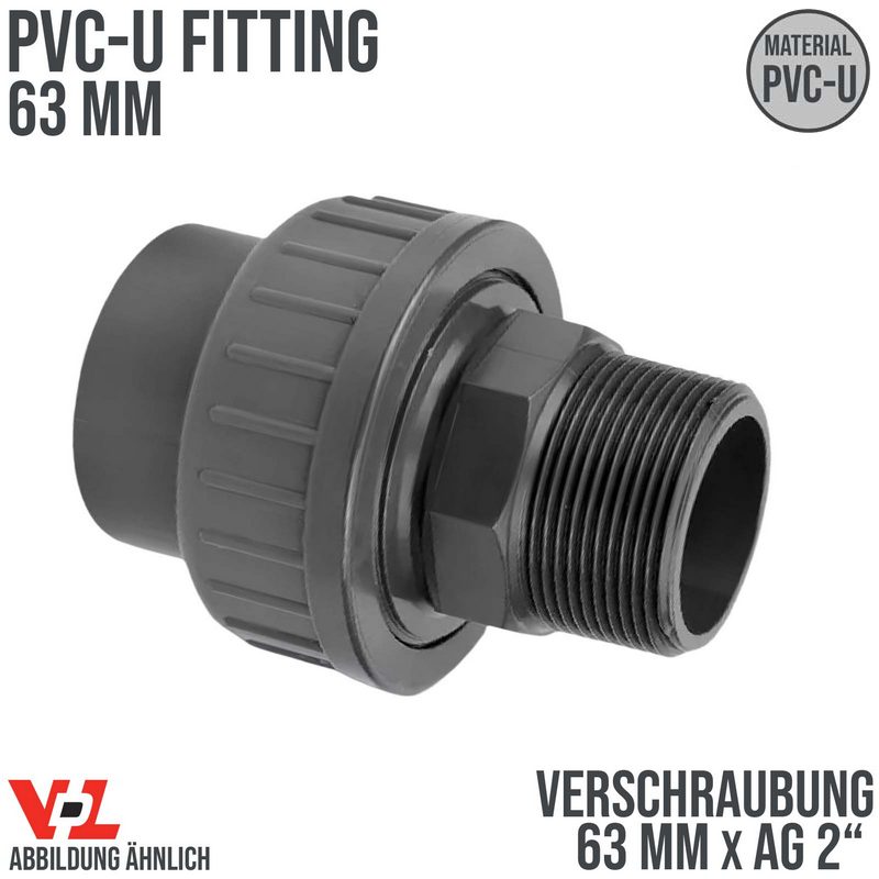 63 mm VDL PVC Klebe Fitting Verschraubung Außengewinde AG 63 mm x 2" - PN 16 bar