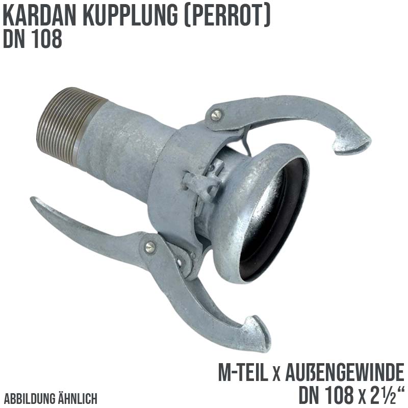 DN 108 Kardan Perrot Kupplung M-Teil mit Außengewinde 2 1/2" Zoll Gülle Schlamm Schlauch