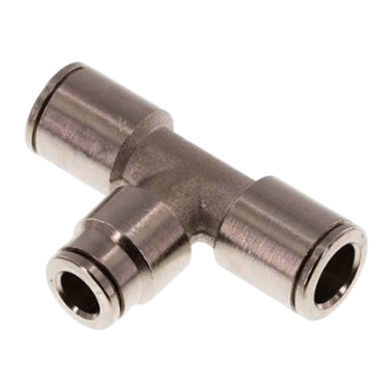 10 -> 8 mm Pneumatik Schnell Steck Verbinder IQS T-Stück 90° reduziert MSV Messing PA PU Schlauch - PN 16 bar