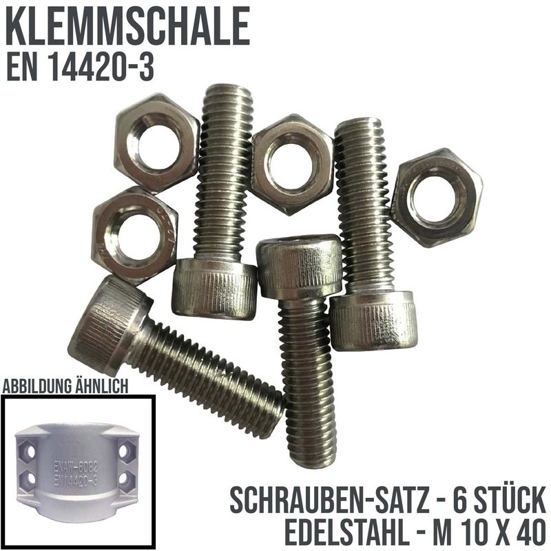 M 10 x 40 Schrauben Satz Klemmschale Edelstahl
