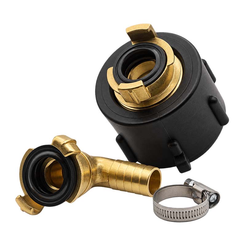 S60 x 6 IBC Adapter auf Schnellanschluss + 90° Kupplung drehbar 3/4" 19mm Container Tank Zubehör (GEKA kompatibel)