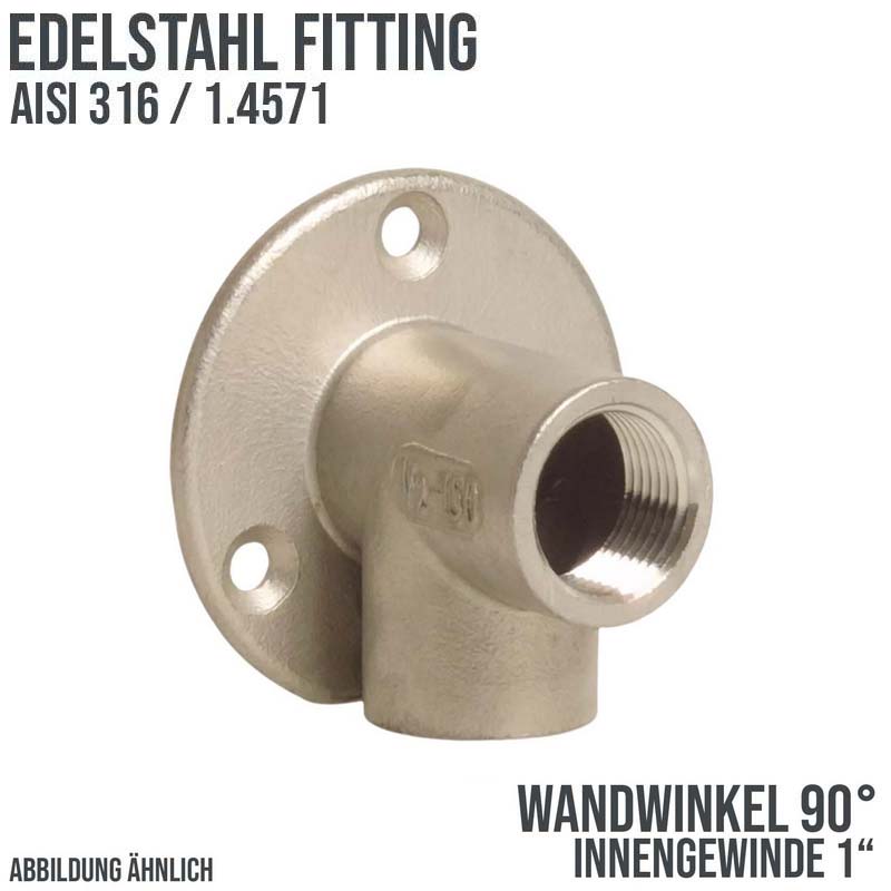 1" Edelstahl Fitting V4A AISI 316 Nr. 471 - Wandwinkel 90° Innengewinde IG - PN 50 bar