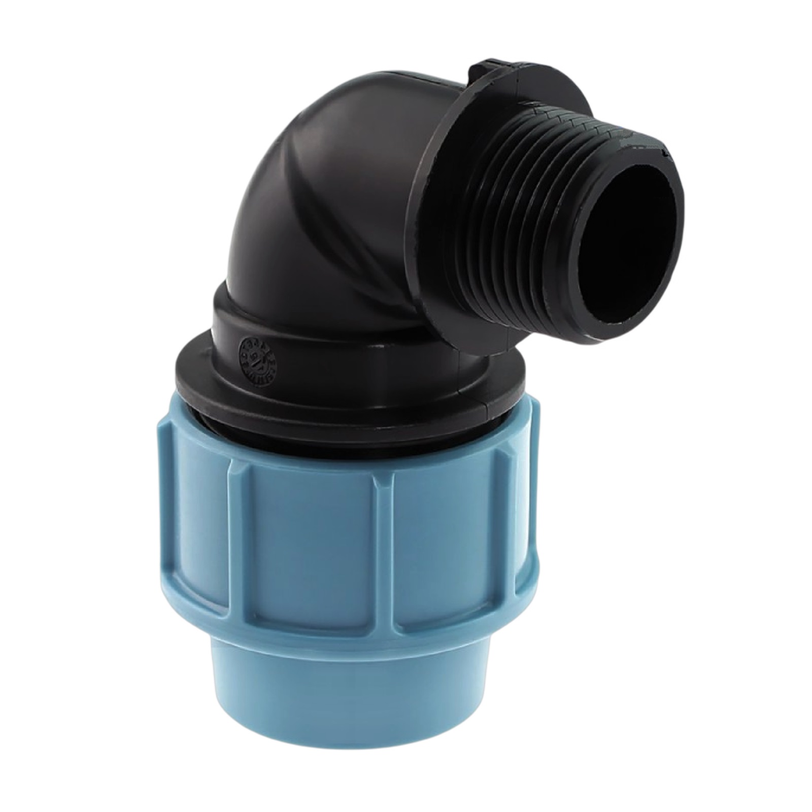 110 mm x 4" PE PP Fitting Klemm Verbinder Verschraubung Rohr Winkel 90° x AG DVGW - Unidelta 