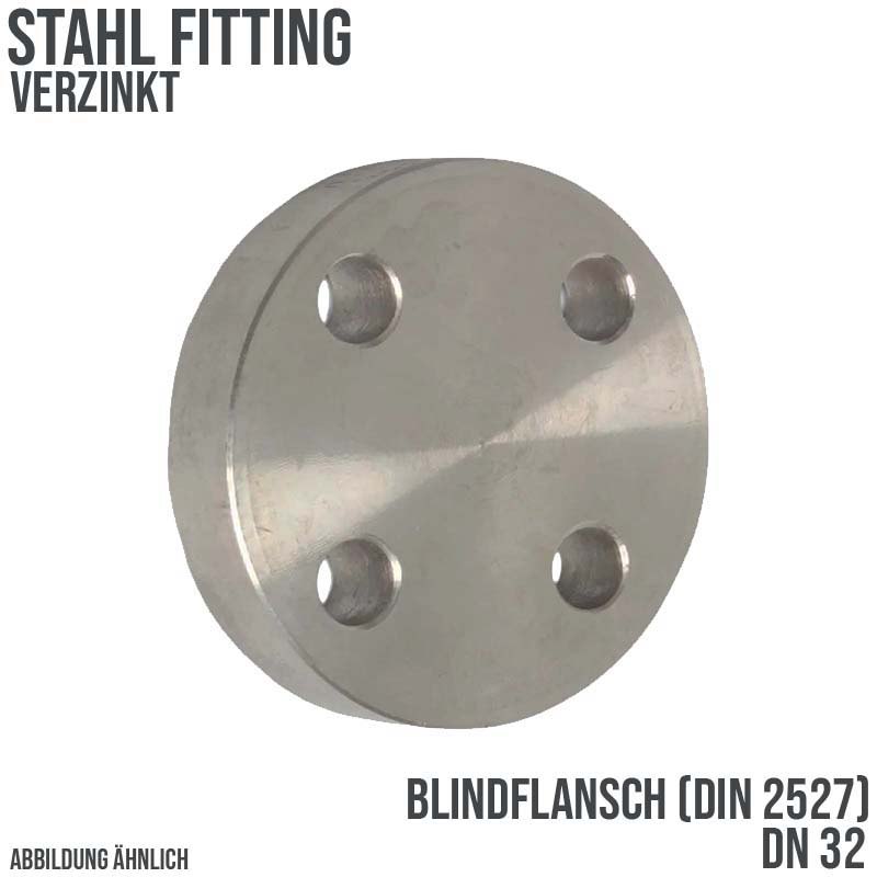 DN 32 Blind Flansch Stumpfschweißung Stahl verzinkt DIN 2527 - PN 16 bar