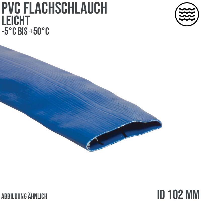 102 mm PVC Flach Schlauch Wasser Entleerung leicht light duty blau PN3 bar - 100 m
