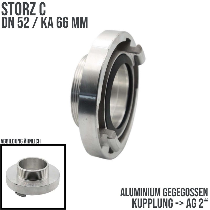 STORZ C DN 52 KA 66 Kupplung Außengewinde AG 2" Saug Bau Feuerwehr Schlauch Aluminium - PN 10 bar