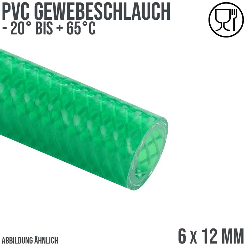 6 x 12 mm Gewebe Druckluft Universal Wasser Luft Kompressor Schlauch grün PN 25 bar