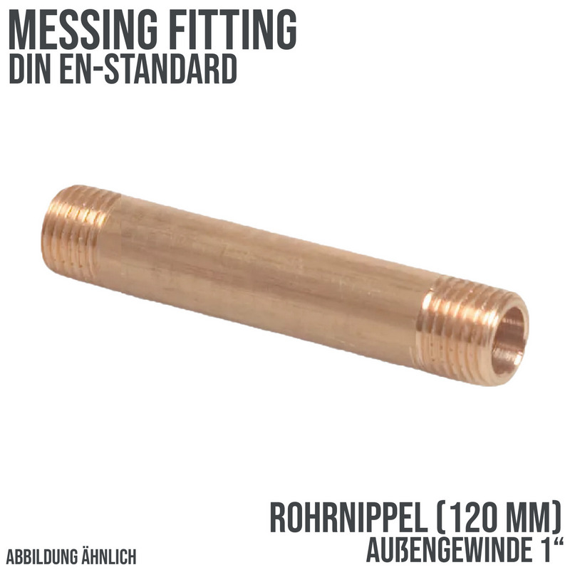 1" Rohrnippel 120 mm Außen x Außengewinde AG Messing Fittings PN 40 bar