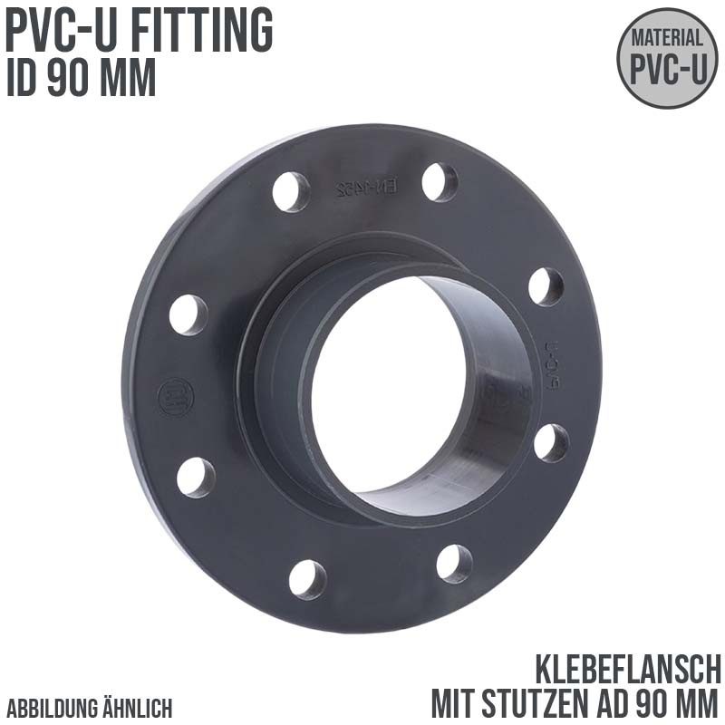 90 mm PVC Klebe Fitting Flansch mit Stutzen AD 90 mm - PN 10 bar