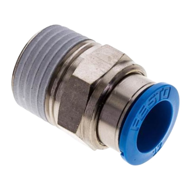 6 mm x 1/8" Pneumatik Schnell Steck Verbinder Außengewinde AG blau/schwarz ASK QS-1/8-6 (153002) - PN 14 bar