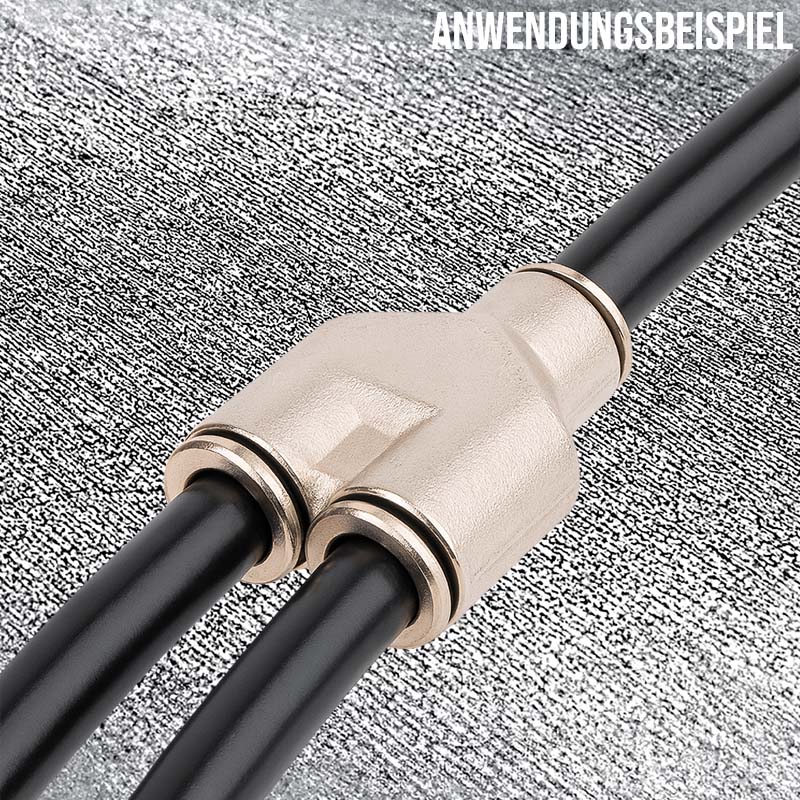 6 mm Pneumatik Schnell Steck Verbinder IQS Y-Stück MSV Messing PA PU Schlauch - PN 16 bar