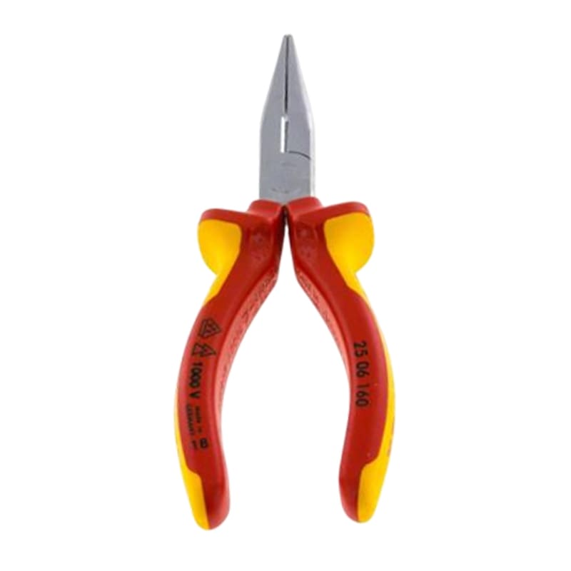 200 mm Flachrund Zange VDE gerade Backen verchromt 2K Griffe Knipex
