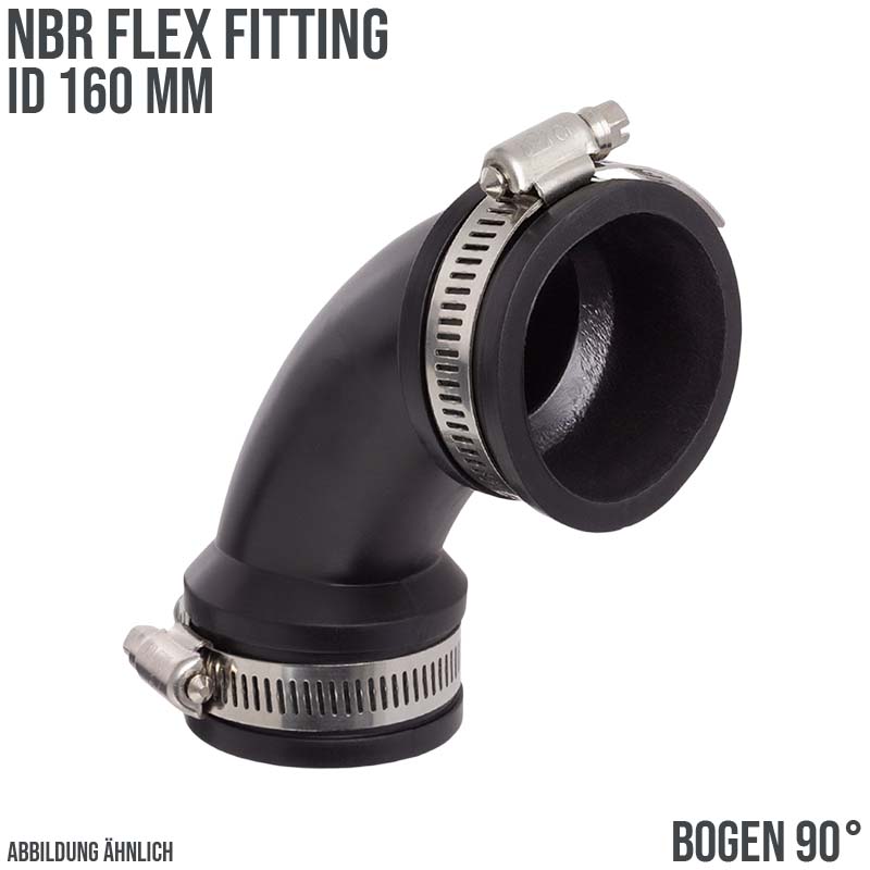 160 mm NBR Flex Fitting Bogen 90° Verbinder Reparatur (Klemmbereich 160 mm)
