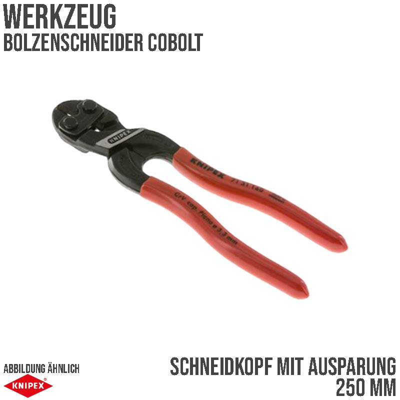 250 mm CoBolt Bolzen Schneider Zange Schneidkopf mit Aussparung schwarz atramentiert Knipex