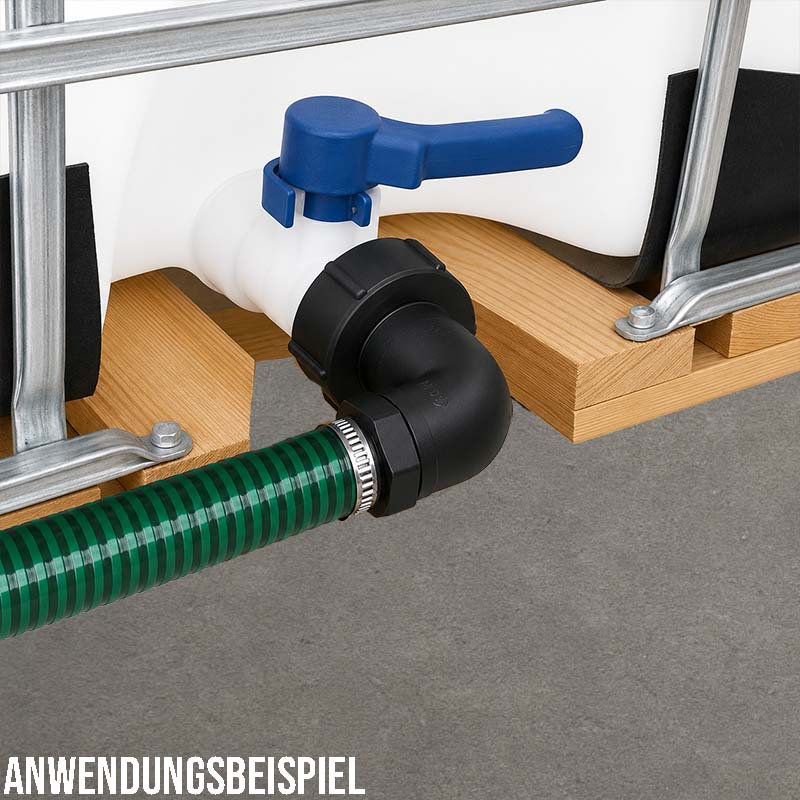 S60 x 6 IBC Winkel 90° Adapter Tülle Stutzen 19 mm 3/4" Container Fass Tank Zubehör PN 10 bar