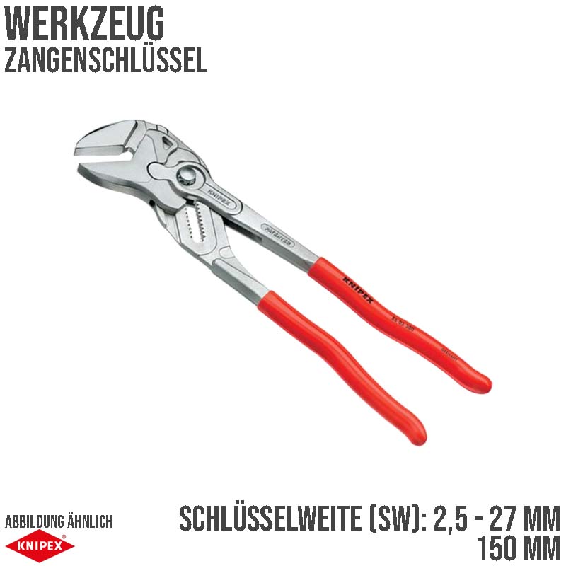 150 mm Zangen Schlüssel Tauchkunststoffgriffe SW 2,5-27 mm Knipex