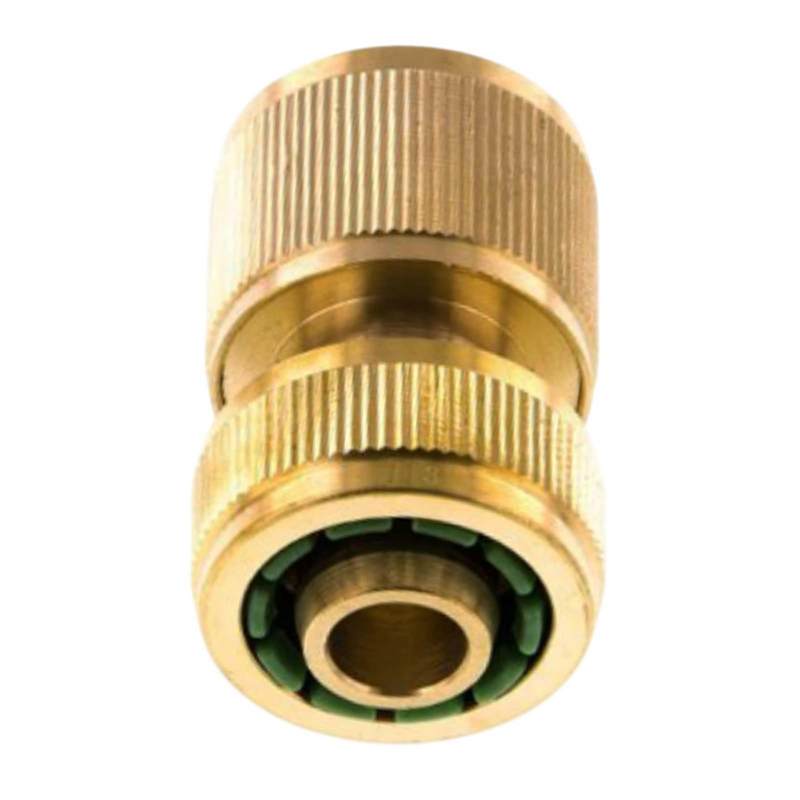 3/4" Schlauchstück Kupplung Click-System Quick Connect mit Wasser-Stop Messing (Gardena kompatibel)
