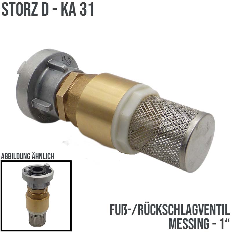 STORZ D DN 25 KA 31 Fuß Rückschlag Ansaug Ventil 1" Zoll Messing Pumpen Anschluss PN 10 bar