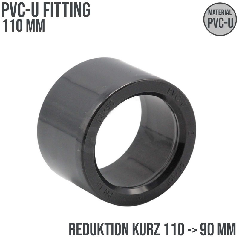 110 x 90 mm PVC Klebe Fitting Reduktion Reduzierer kurz Muffe Verbinder - PN 16 bar