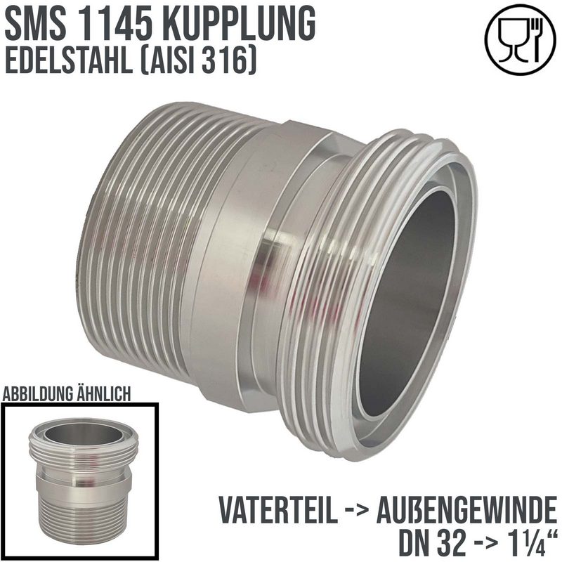 DN 32 SMS Kupplung 1145 Vaterteil VT Außengewinde BSPP 1 1/4" Zoll - PN 25 bar