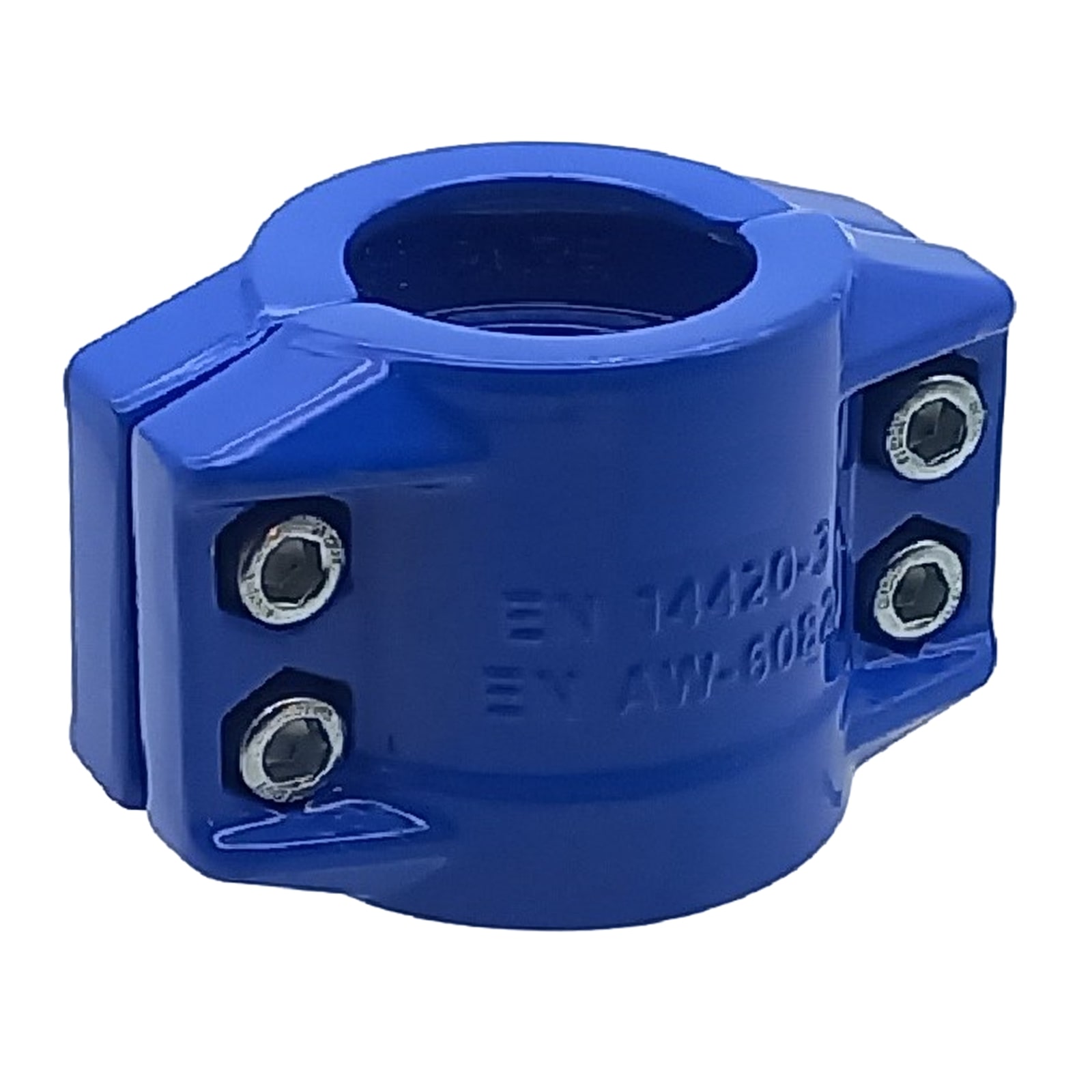 DN 50 Klemmschale Aluminium blau Spannbereich 63 - 67 mm für Schlauch ID x AD 50 x 66 mm - PN 25 bar