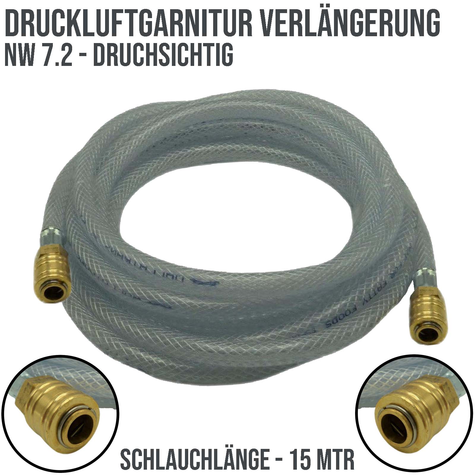 13 mm PVC Druck Press Luft Kompressor Schlauch Verlängerung Kupplung -> Kupplung PN 20 bar - 15m