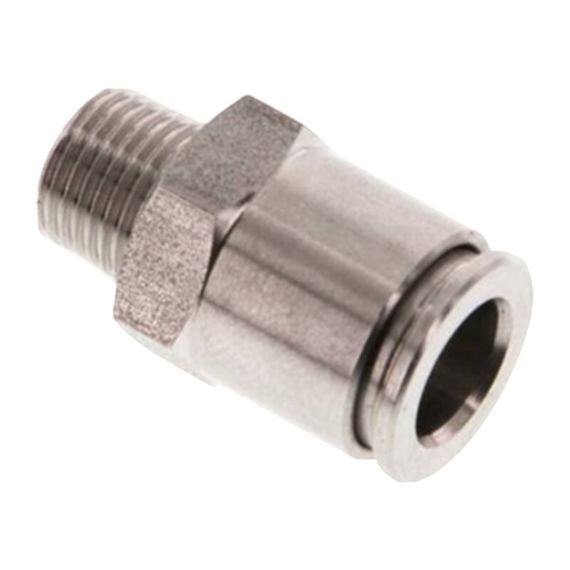 16 mm x 1/2" Pneumatik Schnell Steck Verbinder IQS Edelstahl VA 1.4404 Außengewinde konisch - PN 10 bar