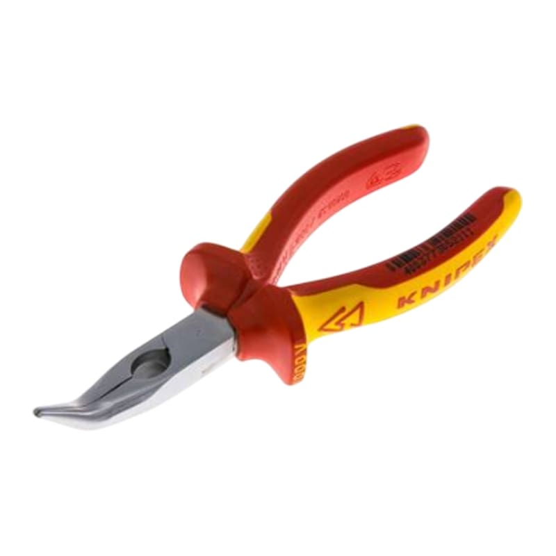 200 mm Flachrund Zange VDE 40° abgewinkelte Backen verchromt 2K Griffe Knipex