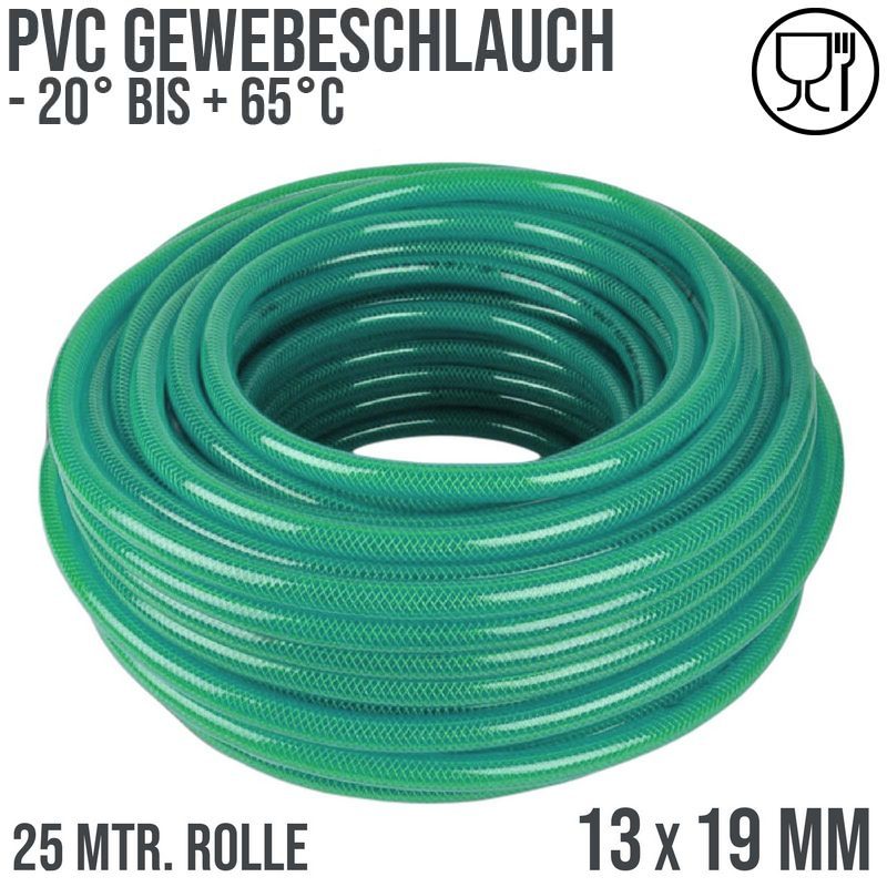 13 x 19 mm Gewebe Druckluft Universal Wasser Luft Kompressor Schlauch grün PN 15 bar - 25 m