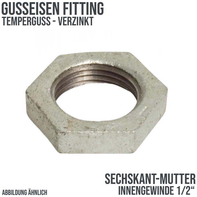 1/2" Gusseisen Temperguss Fitting Nr. 312 Sechskant-Mutter Innengewinde IG PN 25 bar