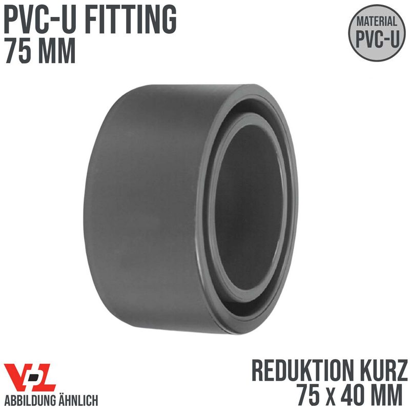 75 x 40 mm VDL PVC Klebe Fitting Reduktion kurz Muffe Verbinder - PN 16 bar