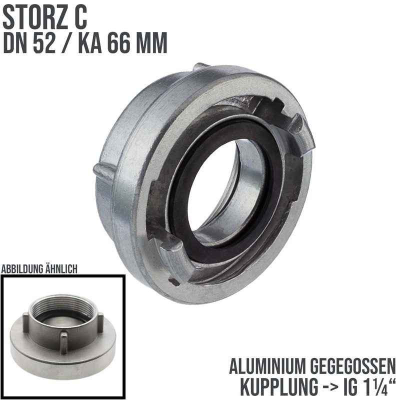STORZ C DN 52 KA 66 Kupplung Innengewinde IG 1 1/4" Saug Bau Feuerwehr Schlauch Aluminium - PN 10 bar