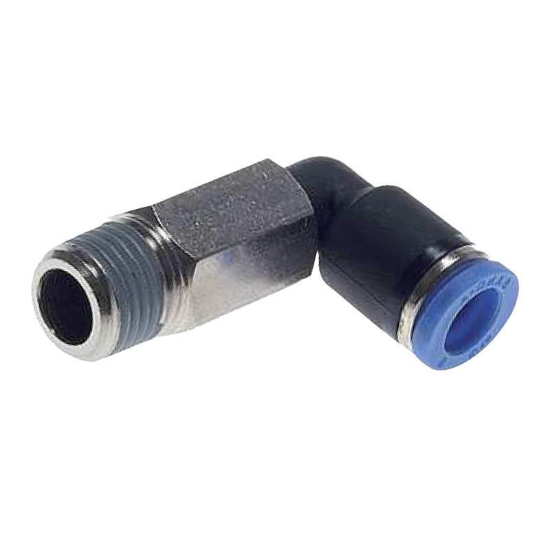 16 mm x 1/2" Pneumatik Steck Verbinder Winkel 90° lang IQS Außengewinde konisch - PN 20 bar