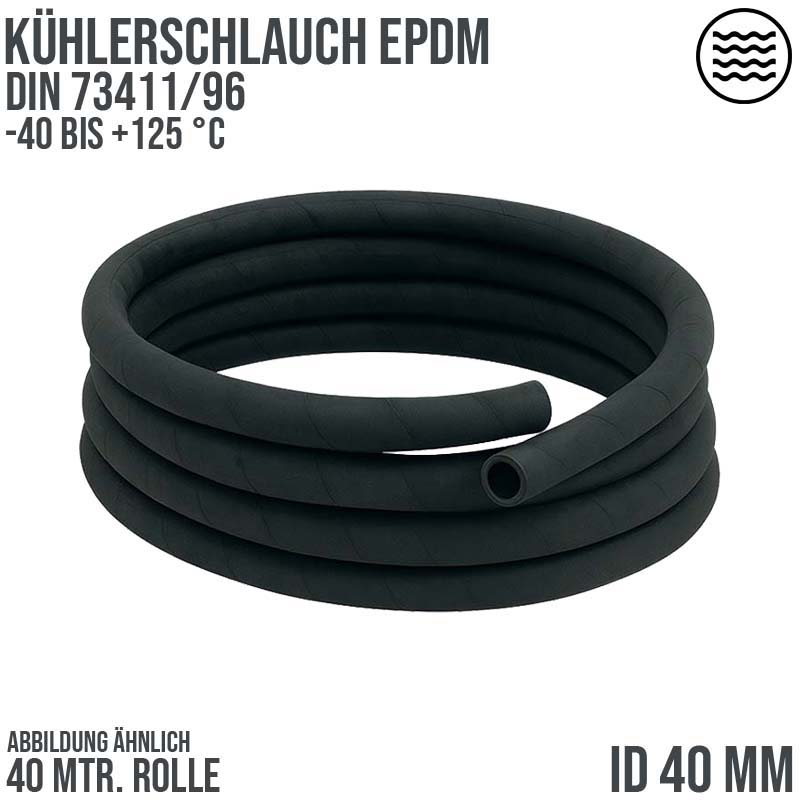 40 x 50 mm Kühler Heißwasser Druckluft Mittel Schlauch EPDM schwarz DIN 73411/96 - PN 6 bar