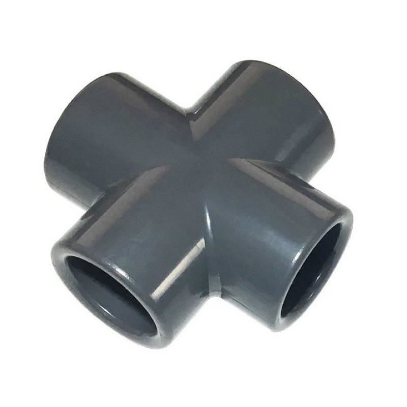 25 mm PVC Klebe Fitting Kreuz Stück 90° Winkel Muffe Verbinder - PN 16 bar