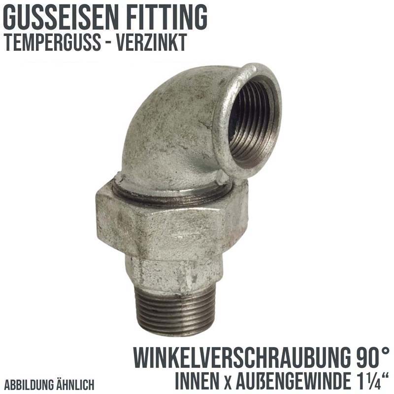 1 1/4" Gusseisen Temperguss Fitting Nr. 96 Winkelverschraubung 90° Innen x Außengewinde IG x AG PN 25 bar