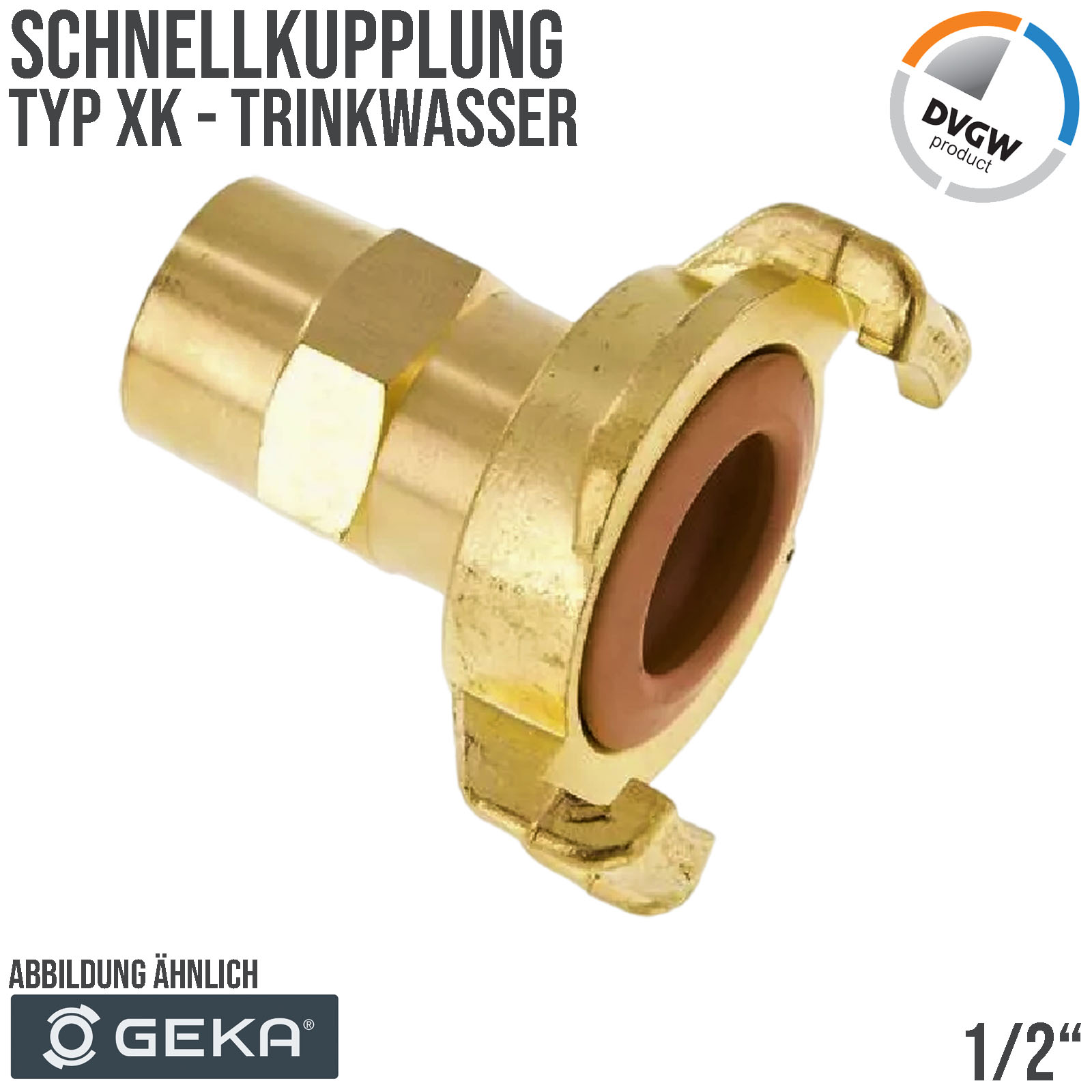 1/2" - 13 mm GEKA plus Schnell Kupplung XK Trinkwasser Schlauch Messing DVGW - PN 40 bar