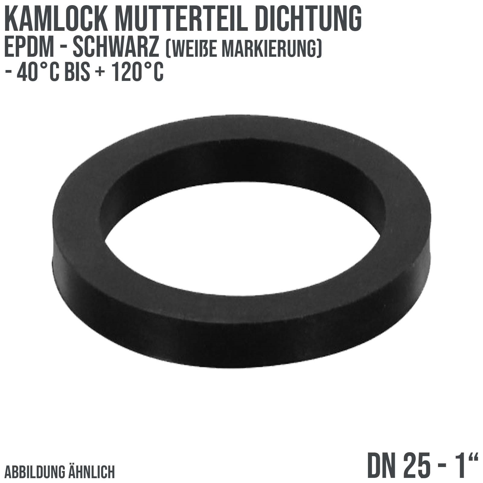 1" Zoll Kamlock Dichtung Mutterteil Kupplung schwarz/weiß DN 25