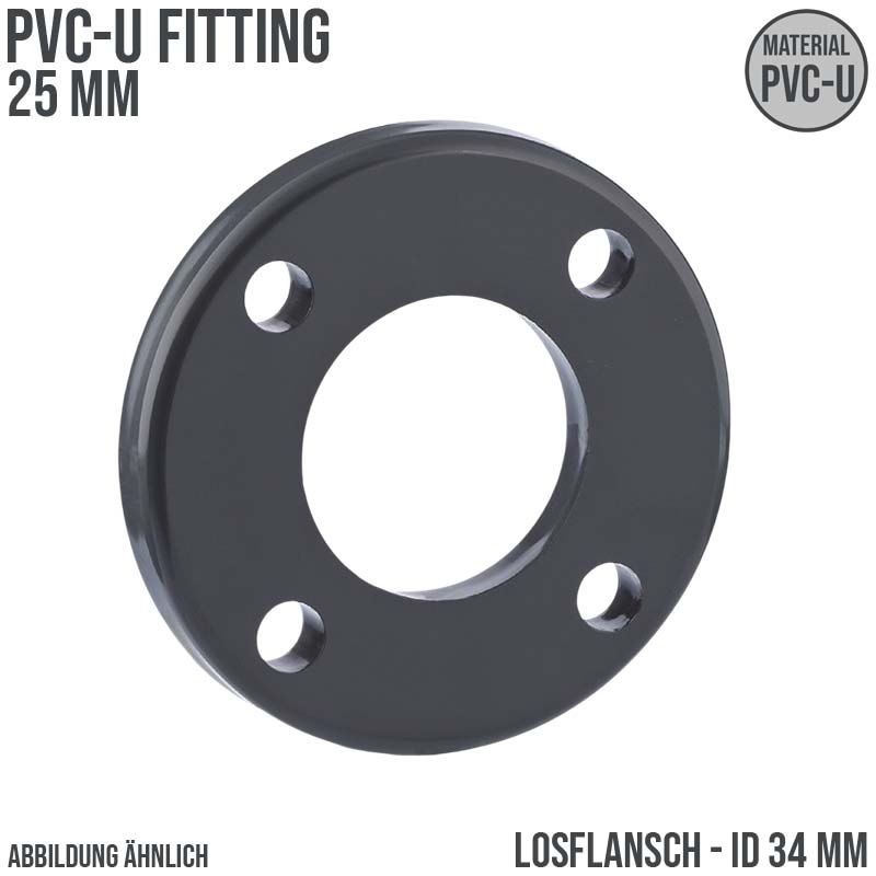 25 mm PVC Klebe Fitting Los Flansch Muffe Verbinder DN 20 - ID 34 mm - PN 16 bar