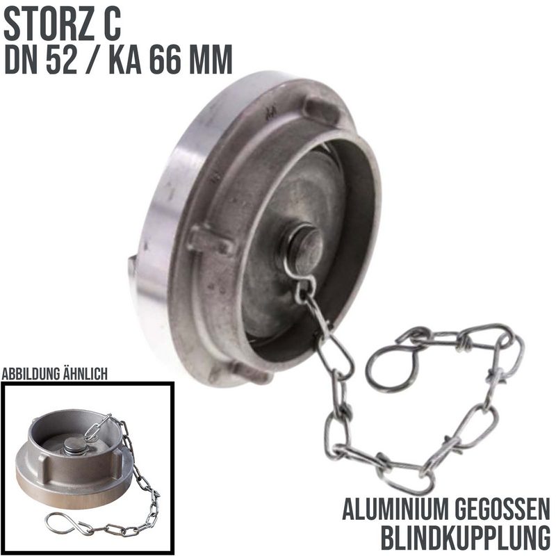 STORZ C DN 52 KA 66 Blindkupplung mit Kette Saug Bau Feuerwehr Schlauch Aluminium - PN 10 bar
