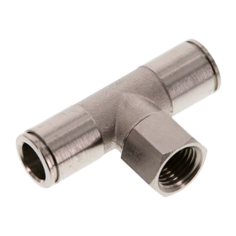 4 mm x 1/8" Pneumatik Steck Verbinder T-Stück 90° IQS MSV Messing Innengewinde - PN 16 bar