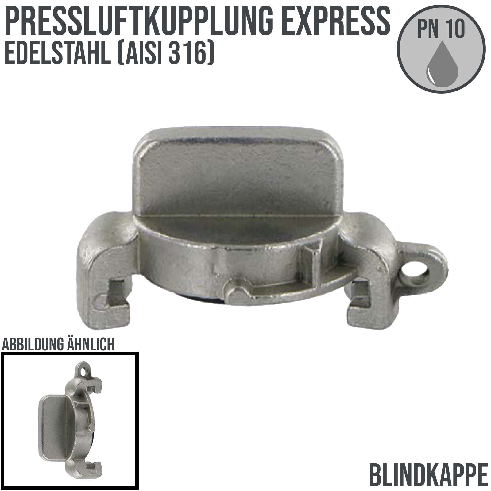 Pressluft Klauen Kupplung Blind Kappe Messing Abstand 41 mm - PN 10 bar