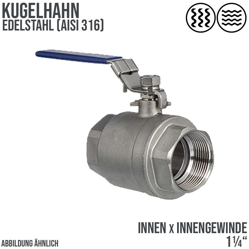 1 1/4" DN32 Kugelhahn voller Durchgang Edelstahl AISI 316  Innen x Innengewinde - PN 64 bar