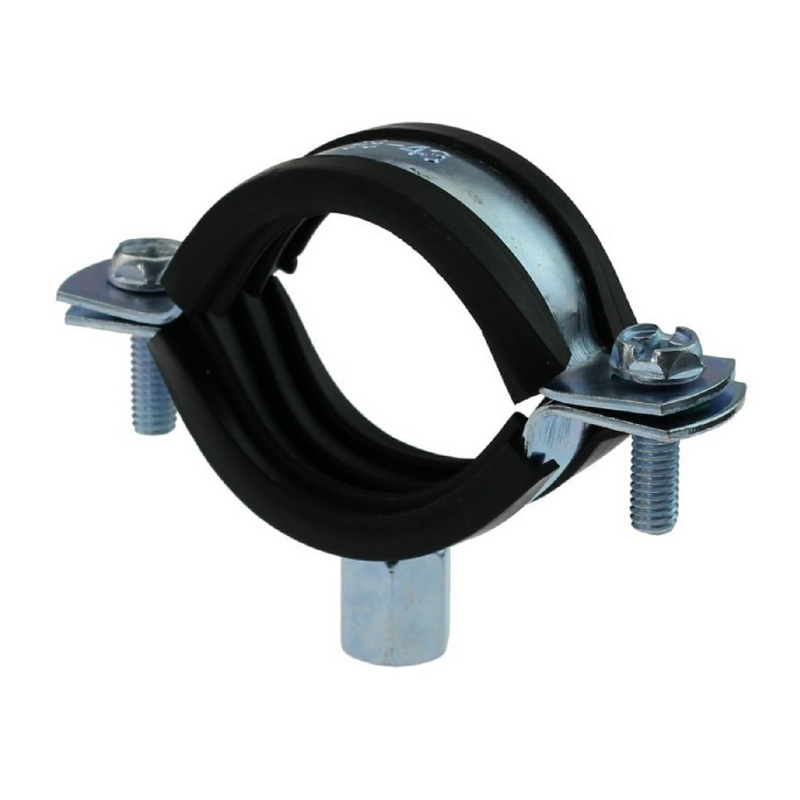 53 - 58 mm Rohr Schraub Schelle Klemme mit Gummieinlage M8 M10 2-teilig W1 Stahl verzinkt DIN 4109