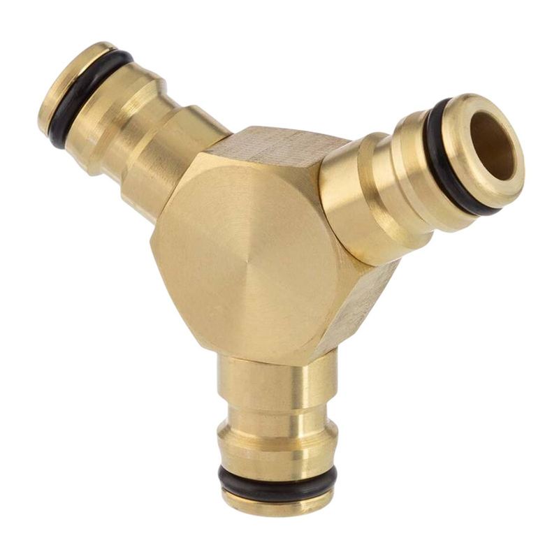 3-fach Schlauch Stecker Verbinder Click-System Quick Connect Messing (Gardena kompatibel)