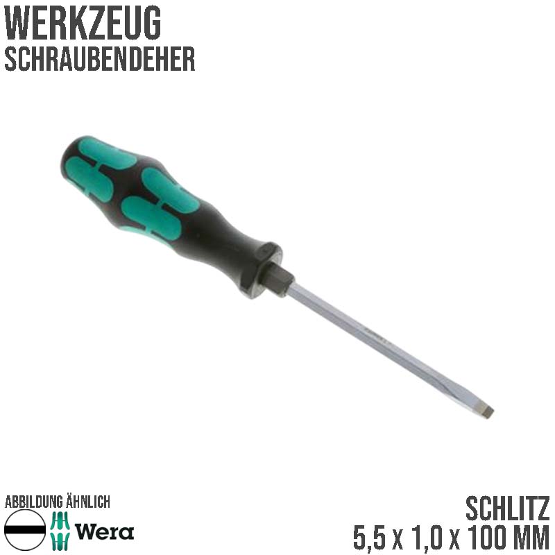 5,5 x 1,0 x 100 mm Schlitz Schrauben Dreher Zieher -  Wera Kraftform Plus 300